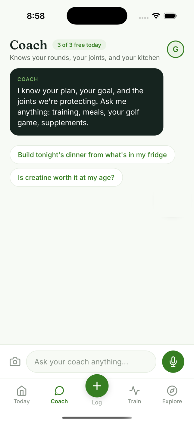 MGE Coach app - the AI coach chat